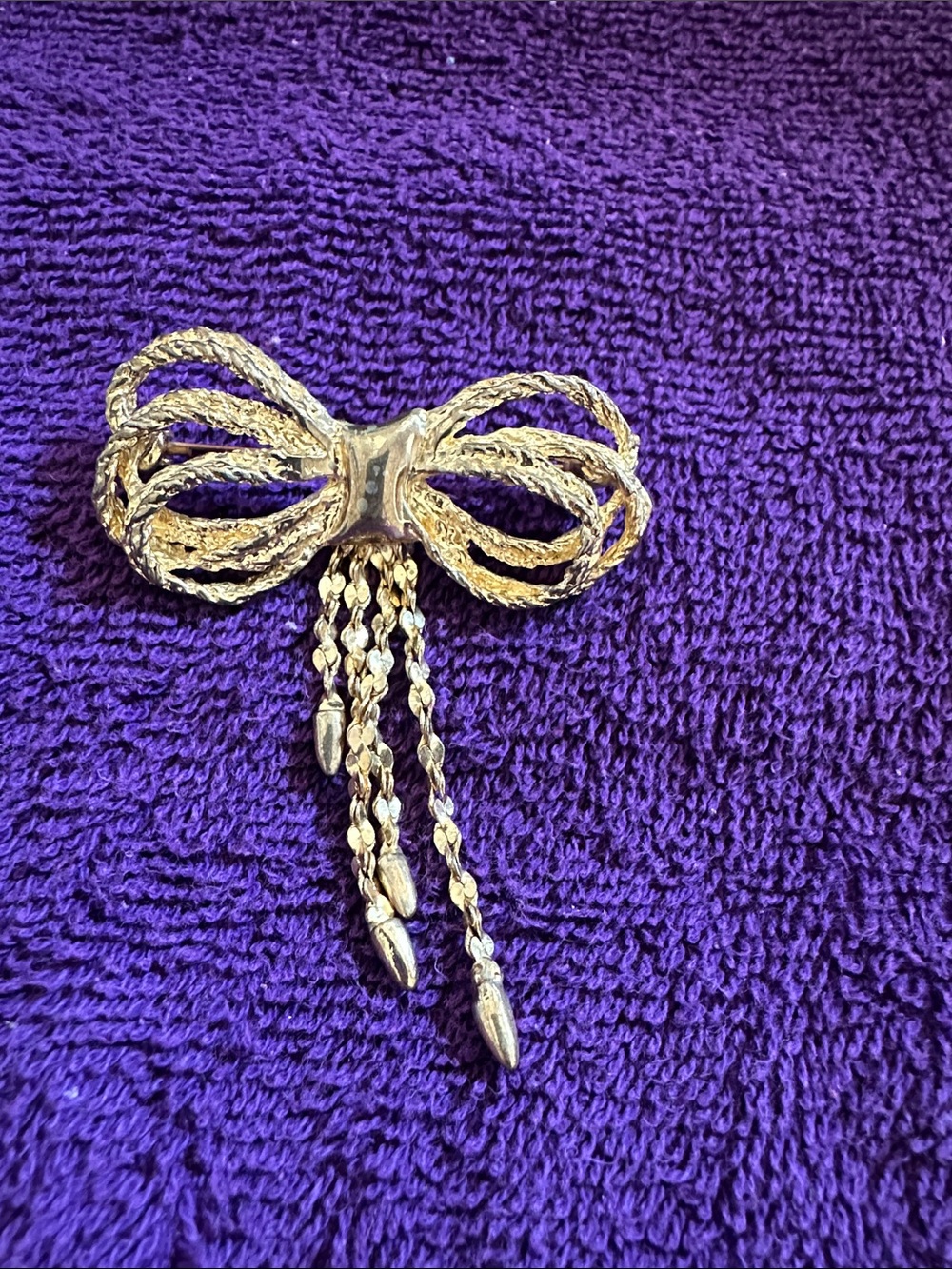 Gold Bow Drop Brooch - Elegant Women’s Jewelry
